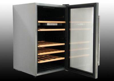 China 128L Single zone custom wine Cellar with wooden color outside steel for sale