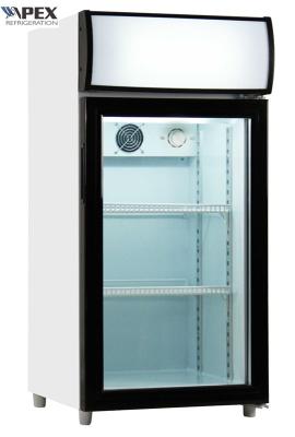 China 220v 50l Countertop Display Fridge Single Swing Transparent Door for sale