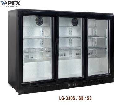 China 320L Triple Glass Door Back Back Bar Refrigerator Directly Cooling 0℃-8℃ Temp Range for sale