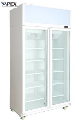 China 1200L Double Door Vertical Display Freezer Supermarket Commercial Glass Door Freezer for sale