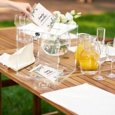 China Wedding Reception Party Gift Voucher Box Wedding Card Box Piggy Bank Clear Acrylic Wedding Wedding With Lock, Key for sale