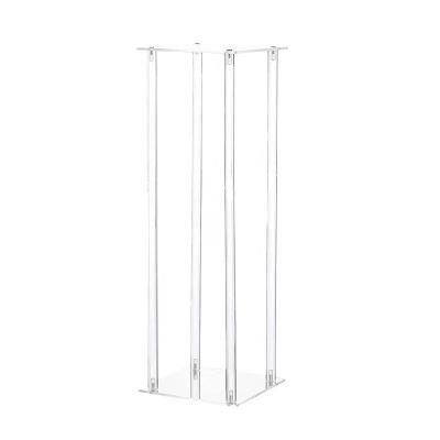 China Acrylic Clear Column Pillar Square Props Floral Backdrop Crystal Acrylic Flower Stand Tall Elegant Vases For Wedding Centerpieces for sale