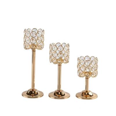 China Sparkle Home European Crystal Candle Holder Gold Decoration Silver Crystal Candelabra Wedding Centerpieces for Wedding Decor, Dining Table Home for sale