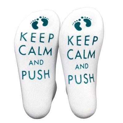 China Breathable Keep Calm And Push Up Socks Fun Inspired Non Skid Push Up Socks For Maternity for sale