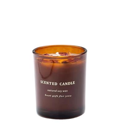 China Wooden Custom Perfume Private Label Sandal Flower Scented Romantic Dry Aromatherapy Scented Candle for sale