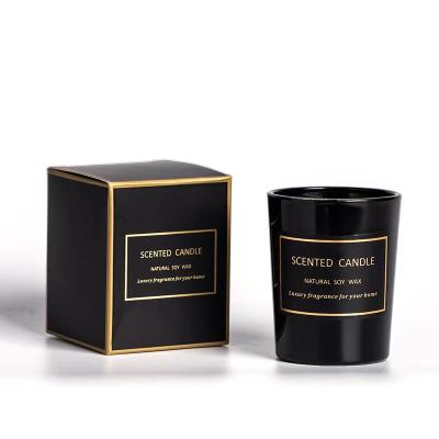 China Birthdays Single Wick Black Glass Cup Small Aroma Scented Candle for sale