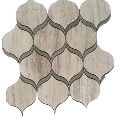 China Floor Sail Factory Price Whole Asian Style Marble Waterjet Lantern Shaped Mosaic Slabs For Wall Deco for sale