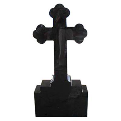 China Traditional Black Granite Carving Cross Polished Headstones Monuments Catholicism Orthodox Protestantism for sale