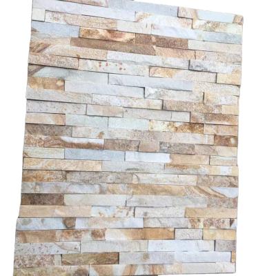 China The traditional natural cream quartzite decoration wall stone cladding panel high quality for fireplace wall tiles for sale