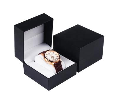 China Wholesale Recyclable High Grade Black Plastic Simple Watch Box Watch Packing Box With Pillow Watch Box Display for sale