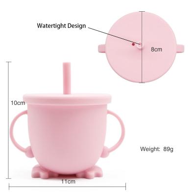 China BPA Free Silicone Sippy Cups For Toddler With Straw Silicone Training Cup For Infants Baby Learning Cup for sale