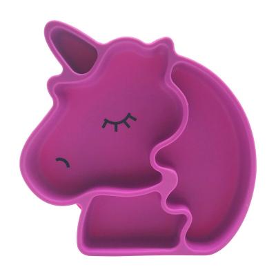 China 100% Food Grade Baby Safety Clean/Portable Waterproof/Easy Safe Silicones Plate Unicorn Shape Infant Lucky Bowl for sale