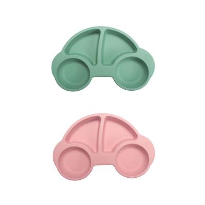 China Unbreakable / Durable 100% Food Grade Silicone Dish Divided Suction Plates Children Feeding Bowl Silicone Baby Dish Tray Sets for sale