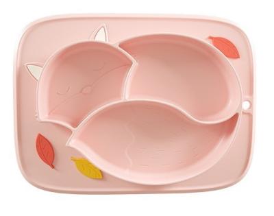 China Sustainable 100% Food Grade Silicone Handle Non-Slip Plates Plate For Baby Silicone Baby Suction Feeding Dish for sale