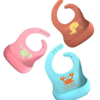 China 100% BPA Free Waterproof Food Grade Silicone Baby Bibs With Food Catcher Baby Silicone Bibs for sale