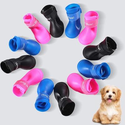 China Hot Selling Viable Customize Silicone Waterproof Outdoor Dog Shoes Cute Ice Rain Dog Boots Snow Boots For Pet for sale