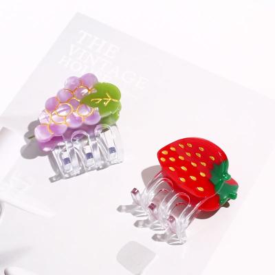 China Hair Accessories Cellulose Fruit Strawberry Hair Claw Clips Grapes Summer Clear Hair Clips Small Acetate Mini Hair Clips Custom Claw Clip For Girls for sale