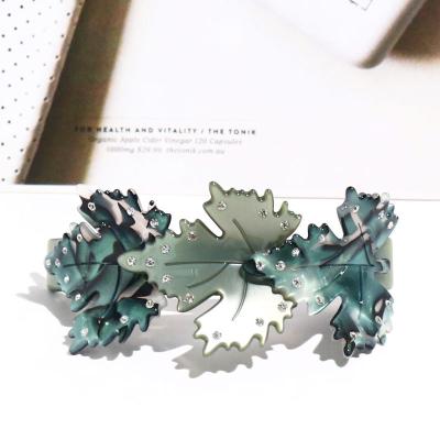 China fashion bigsize luxury hair clips leaf french hair clip women barrettes hair accessories acrylic gem stone clips for ponytail for sale