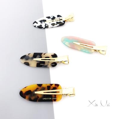 China INS Fashionable Hot Sale No Bend Flat Makeup Hair Clips Cellulose Acetate Hair Clips Single Grip Hair Clips Custom Logo Name Hair Styling Clips for sale