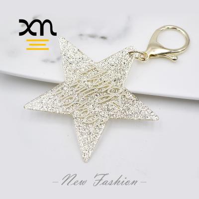 China Modern Multi Candy Colors Star Shape Acetate Acrylic Key Chain With Shiny Powder For Accessories Bags Custom Logo Lanyard Key Ring for sale