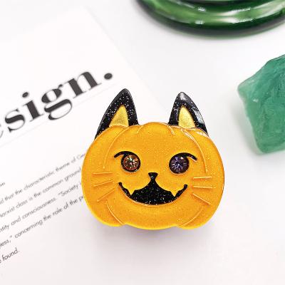 China Cute Pumpkin Adjustable Handmade Cat Hallowmas Accessories Fashion Jewelry Acrylic Acetate Ring Ring For Little Girls for sale