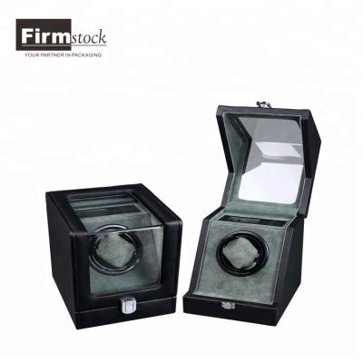 China Luxury Wooden Leather Single Watch Winder with Clear Plastic Window Automatic Watch Winder for sale