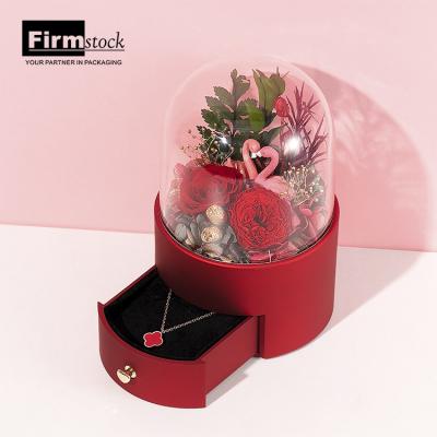 China Decorative Eternal Roses Box Logo Wholesale Gift Wedding Packaging Forever Rose Jewelry Glass Rose Luxury Drawer Acrylic Flower for sale