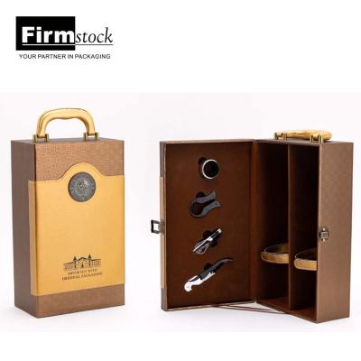 China Handmade Wooden Packaging Boxes Wooden Custom Leather Opener Set Wine Box Luxury Wholesale Gift for sale