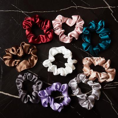 China 100% Silk Yucat 19mm Elastic Hair Bands Scrunchies Luxury Korean Women's 100% Silk Scrunchies Hair Scrunchies Accessories for sale