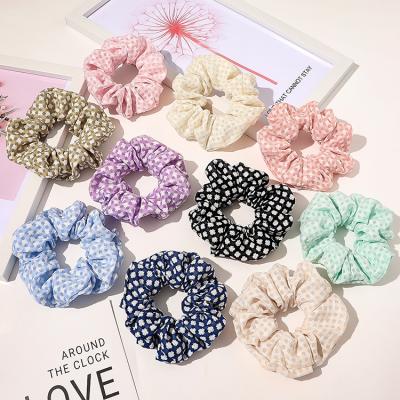 China Korean Women Mesh Plaid Scrunchies For Hair Luxury New Yucat Plaid Ponytail Holders Scrunchies Accessories for sale