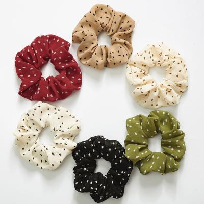 China Elastic Copy Dot Scrunchies Chiffon Hair Ties Dot Yucat Rope Ponytail Holders Women Accessories 2020 New Print for sale