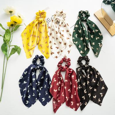 China New Fashion Satin Yucat Scrunchies Accessories Elastic Ponytail Holders Printing Satin Scarf Scrunchies Hair Ties for sale