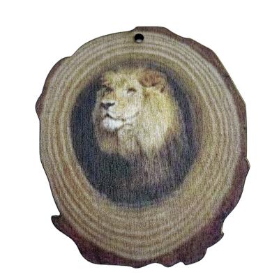 China China Wholesale High Quality Natural Wood Crafts Laser Engraver Lion Pattern For Home Decoration for sale