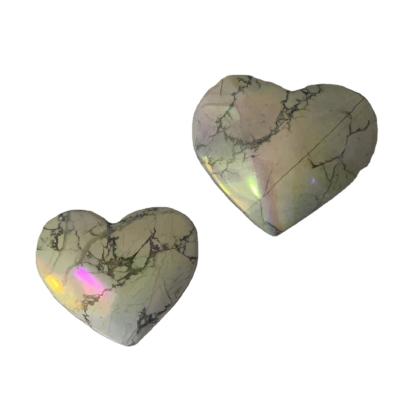 China China Aura Howlite Crystals Hearts Natural Hand Cut Aura Quartz Howlite Stone for sale