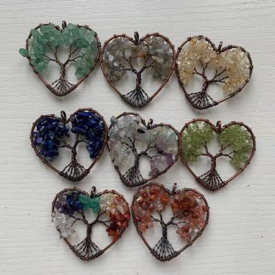 China China Crystal Crushed Stone Energy Keychain Gemstone Heart Shaped Pendant for sale