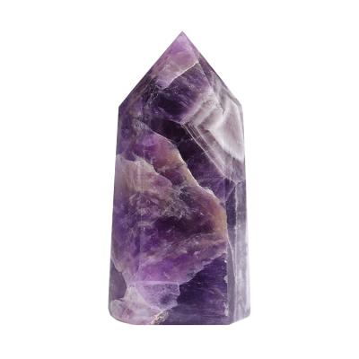 China China hand made natural dreamy amethyst with chevron healing tower crystal point for sale