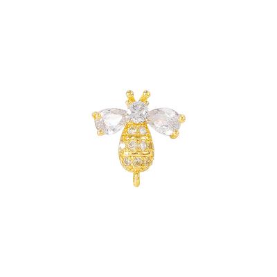 China Fashionable Factory Wholesale Gold Zircon Brass Plated Bees Charms Pendants Necklace And Bracelet Earring Diy Jewelry Making Accessories for sale