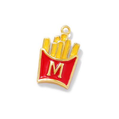 China Trendy Fashion French Fries Charm Fast Food Necklace Diy Jewelry Making Findings Cute Accessories for sale