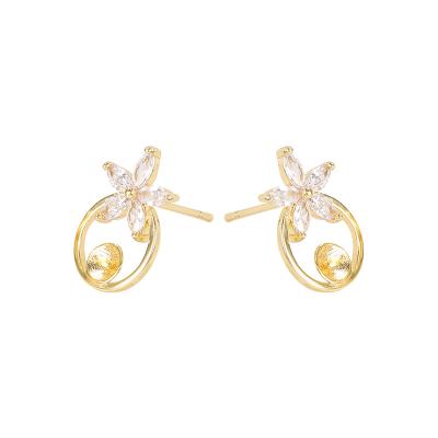 China Factory Wholesale Trendy Gold Color Star Stud Brass Earrings With RIBBON PIN Earring Jewelry Making Supplies Diy Accessories S925 for sale