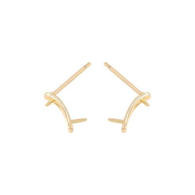 China Fashionable Factory Wholesale Gold Square Stud Brass Plated Earrings With RIBBON PIN Earring Jewelry Making Supplies Diy Accessories S925 for sale