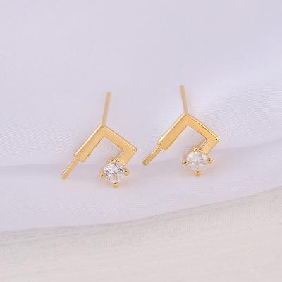 China Factory Wholesale Trendy Gold Stud Brass Plated Earrings With RIBBON PIN Earring Jewelry Making Supplies Diy Accessories Parts S925 for sale