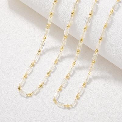 China Factory Wholesale Brass Gold Plated Crystal Beads Chains Necklace Fashionable And High Quality Diy Jewelry Chain Bracelet Accessories for sale