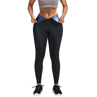 China Hot Women Breathable Sauna Sports Jogger Shaper Slimming Trainer Corset Compression Pants Waist Leggings for sale