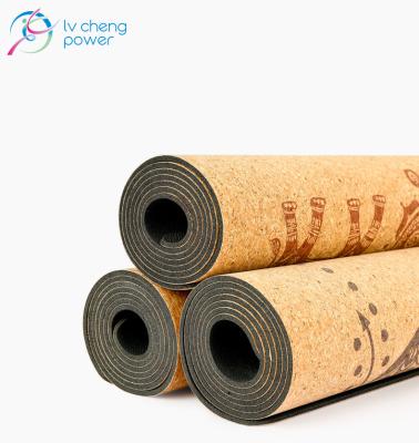 China Custom Logo Printed Eco Friendly Durable Cork+ Non-Slip Natural Rubber Customized Yoga Mat Pilates Mat Wholesale. yoga matte for sale