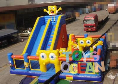 China High Durability Inflatable Spongebob Jumping Castle , Inflatable Amusement Park For Kids for sale