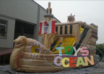 China Outdoor Commercial Inflatable Pirate Ship With Water Slide 2 Years Warranty for sale