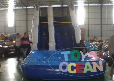 China 7x4x5m PVC Blue Inflatable Water Slide With Small Pool For Rental for sale