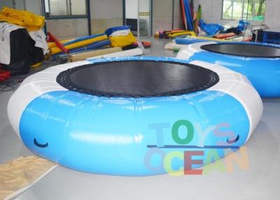 China 0.9MM PVC Bule / White Inflatable Jumping Water Trampoline For Water Sport Game for sale