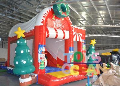 China Snowman Christmas Inflatable Jumping Castle Childrens Bouncy Castle With Slide for sale