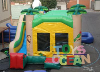 China Animal Jungle Combination Inflatable Bouncy Castle Small House With Slide 2 Years Warranty for sale